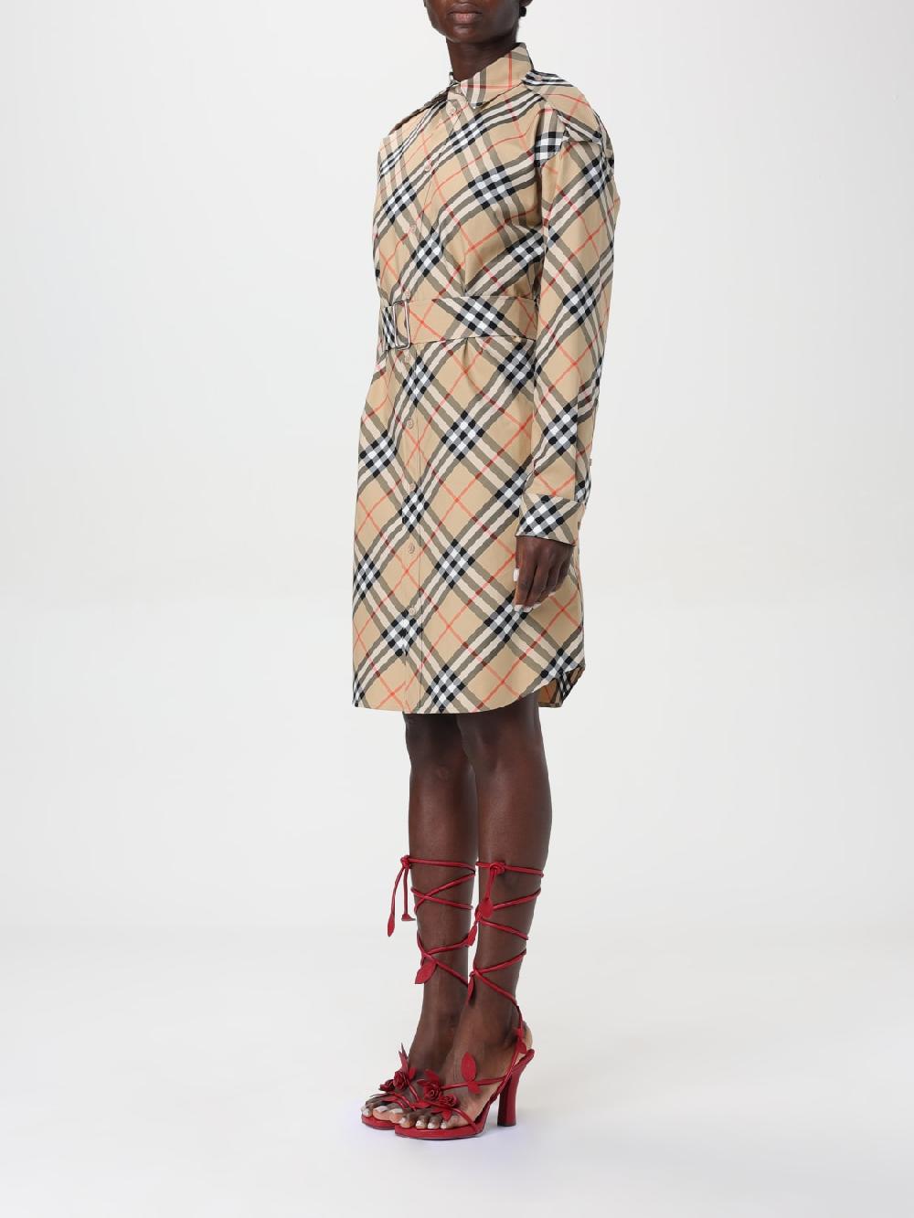 Giglio Abito di cotone check Burberry Black Friday Prezzi