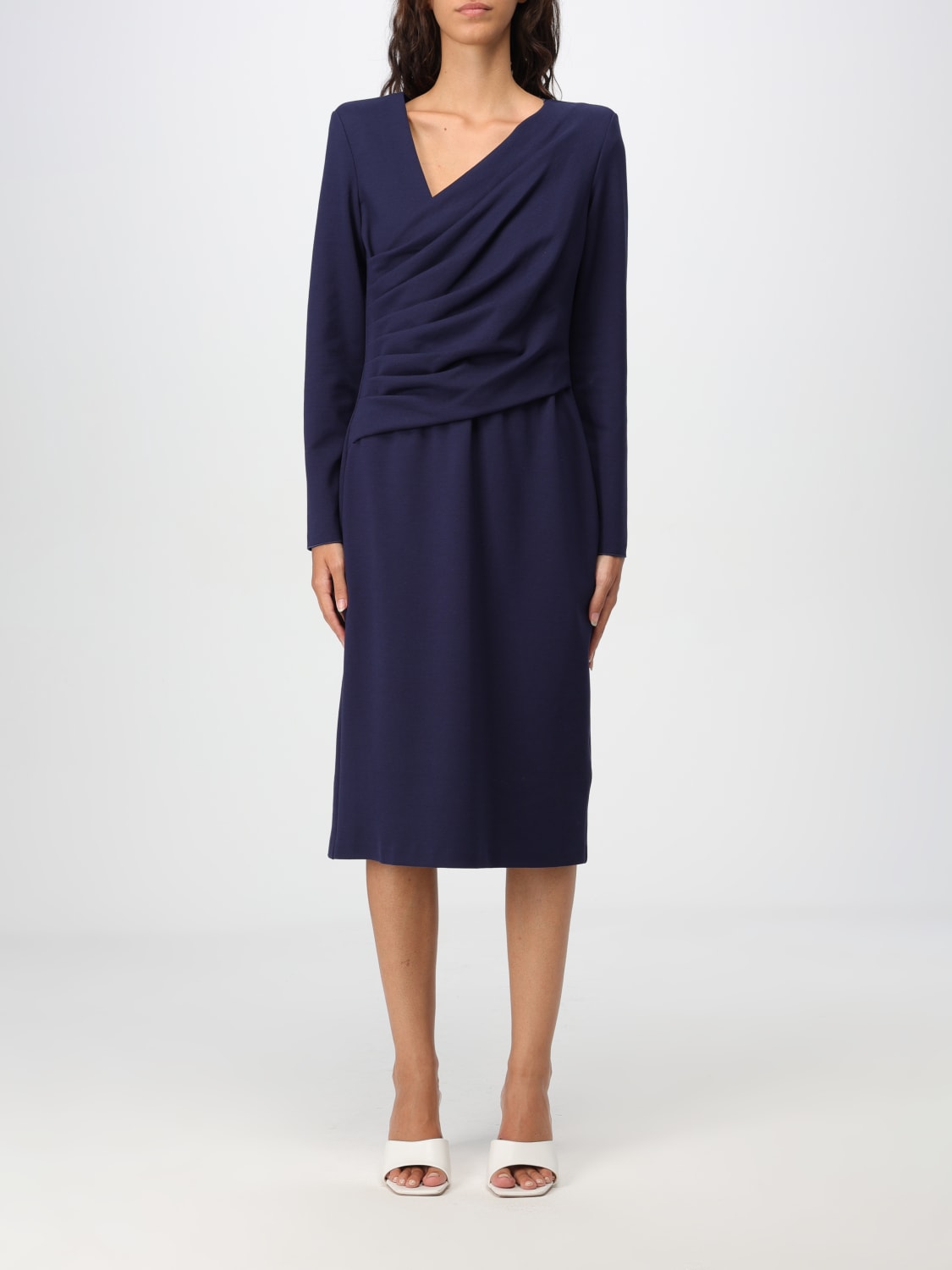 Giglio Abito midi Emporio Armani in misto viscosa Spedizione Gratuita