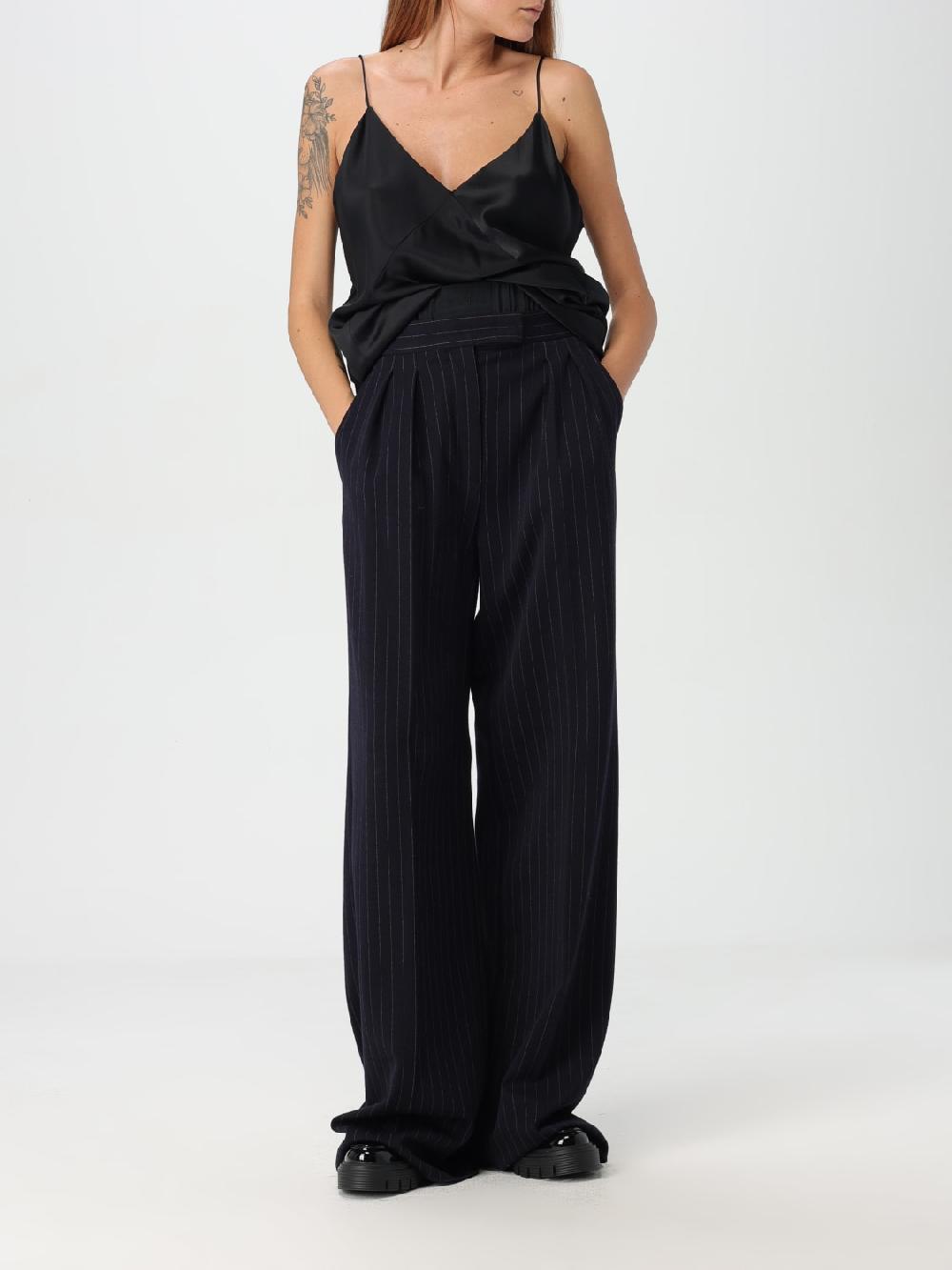 Giglio Pantalone Piroghe Max Mara gessato in lana vergine Saldi