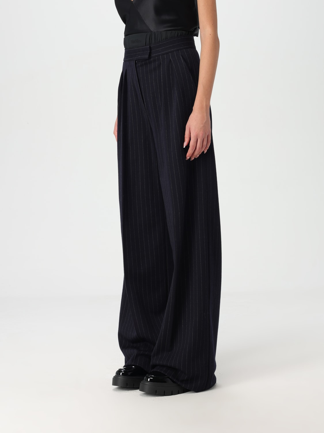 Giglio Pantalone Piroghe Max Mara gessato in lana vergine Saldi