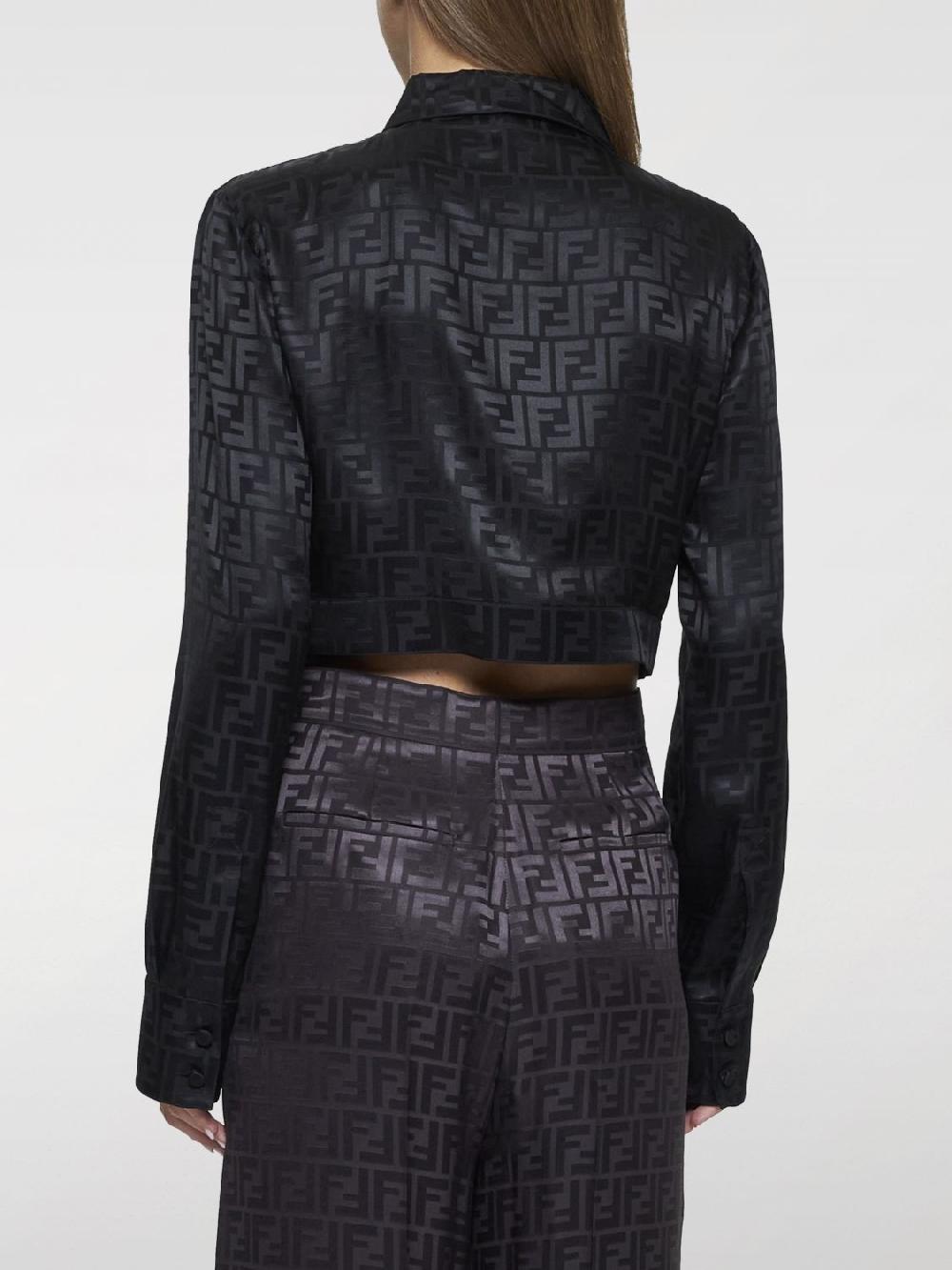 Giglio Camicia cropped Fendi in seta con stampa monogram Offerte stagionali