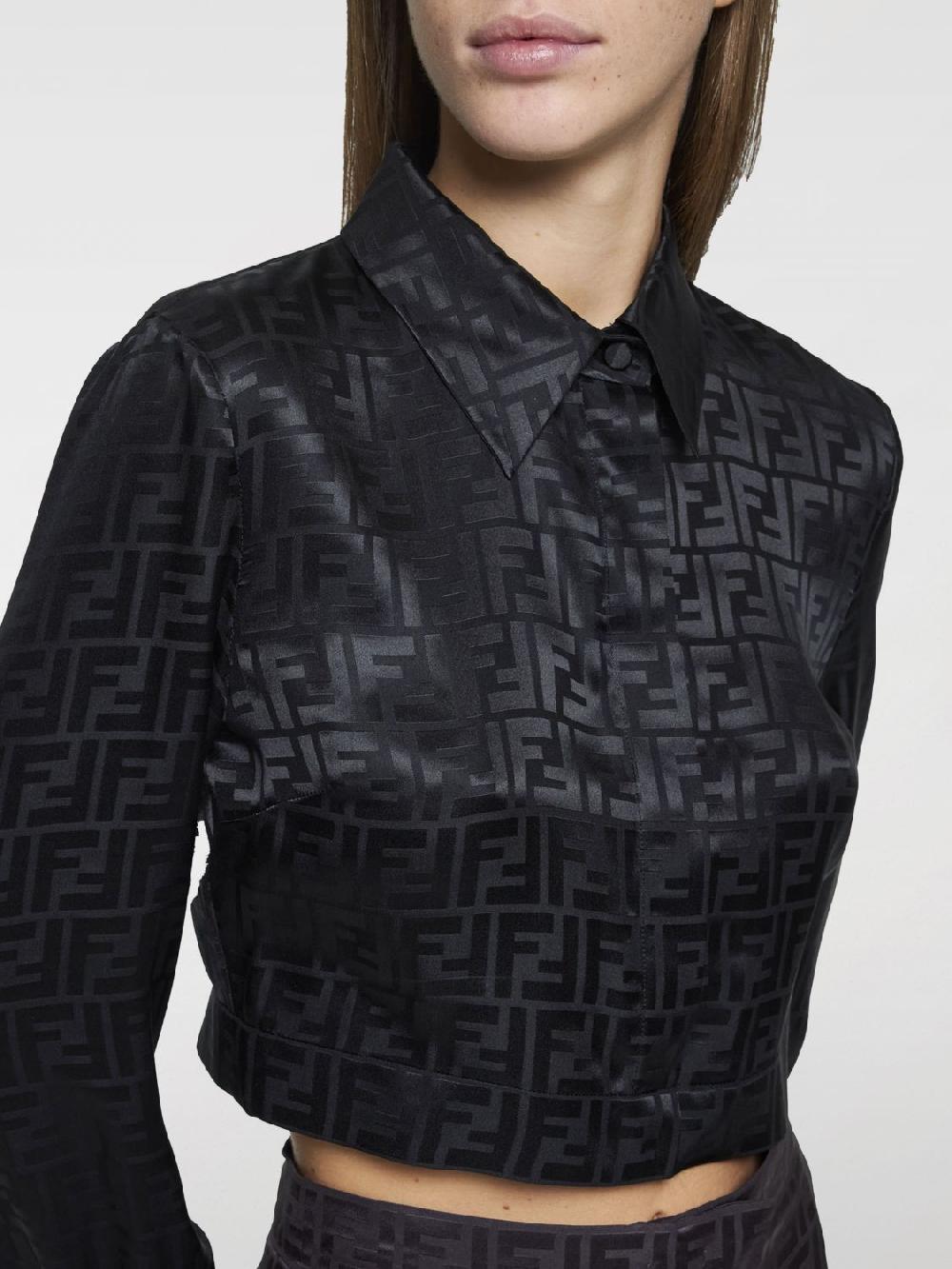 Giglio Camicia cropped Fendi in seta con stampa monogram Offerte stagionali