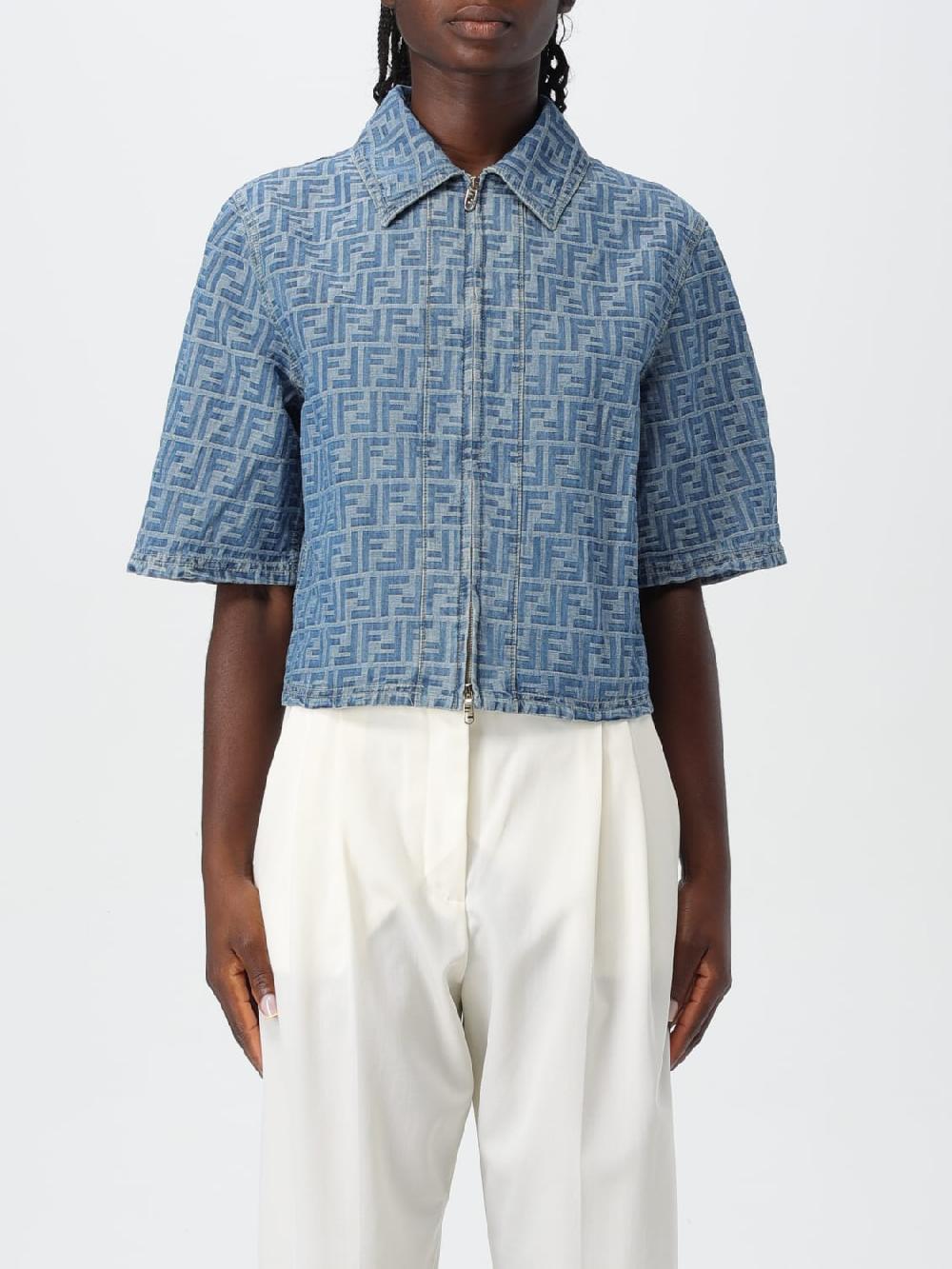 Giglio Camicia FF Fendi in denim jacquard ACQUISTA ORA