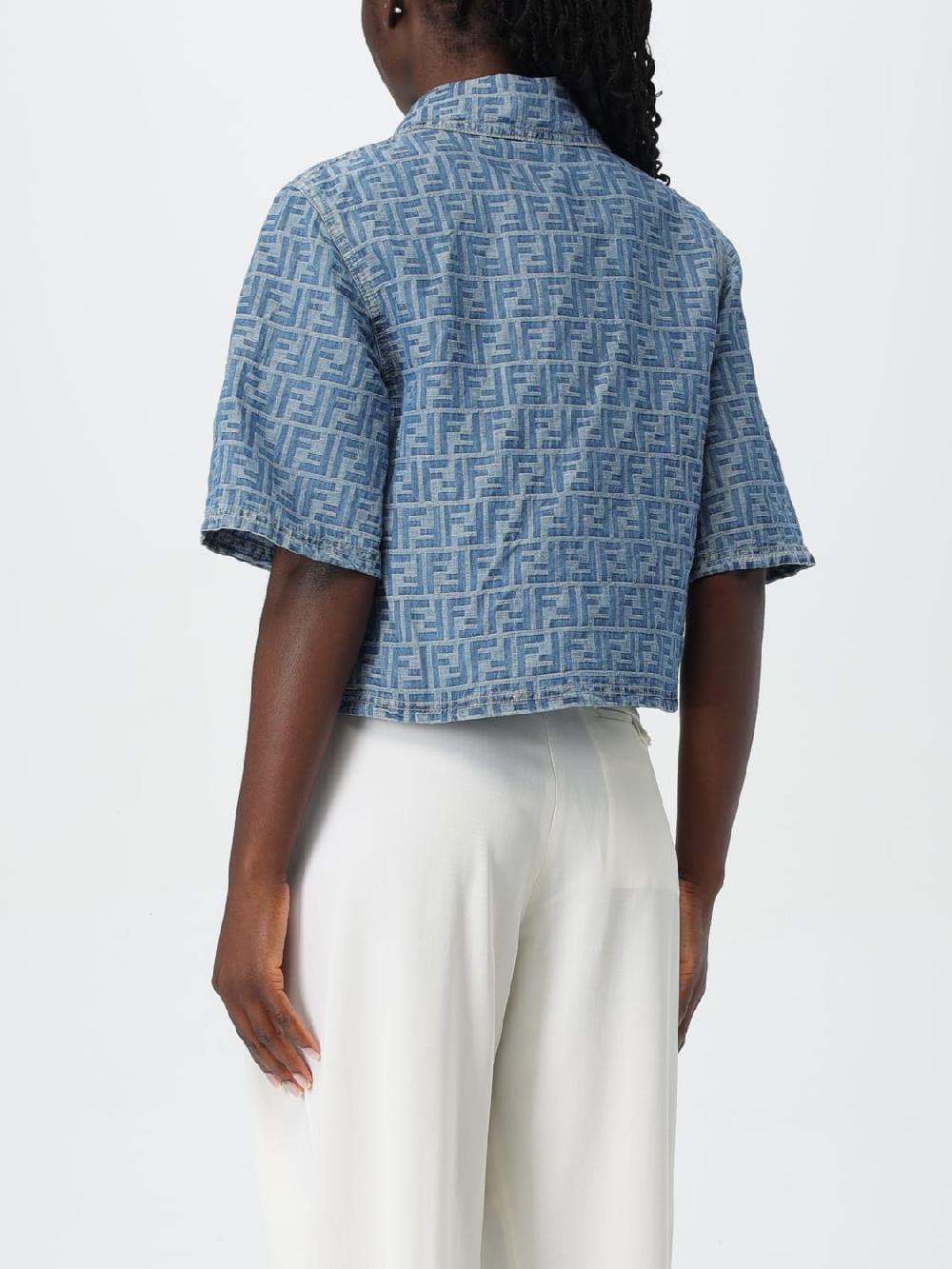 Giglio Camicia FF Fendi in denim jacquard ACQUISTA ORA
