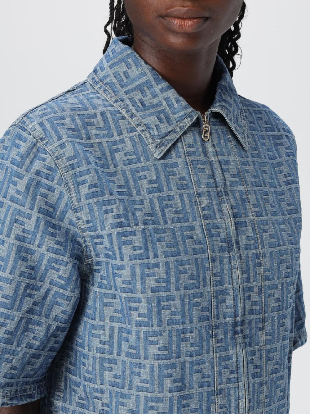 Giglio Camicia FF Fendi in denim jacquard ACQUISTA ORA