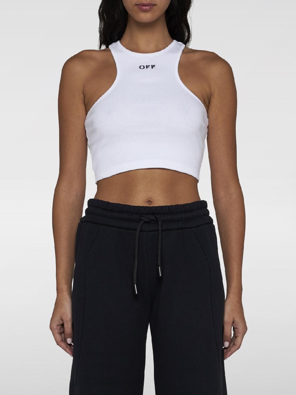 Giglio Top basic in cotone con mini logo Off-White Ritorno libero