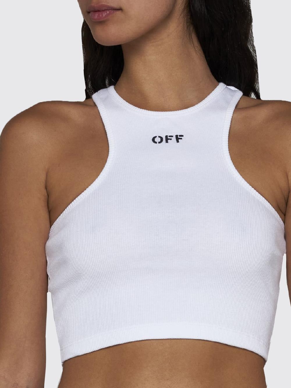 Giglio Top basic in cotone con mini logo Off-White Ritorno libero