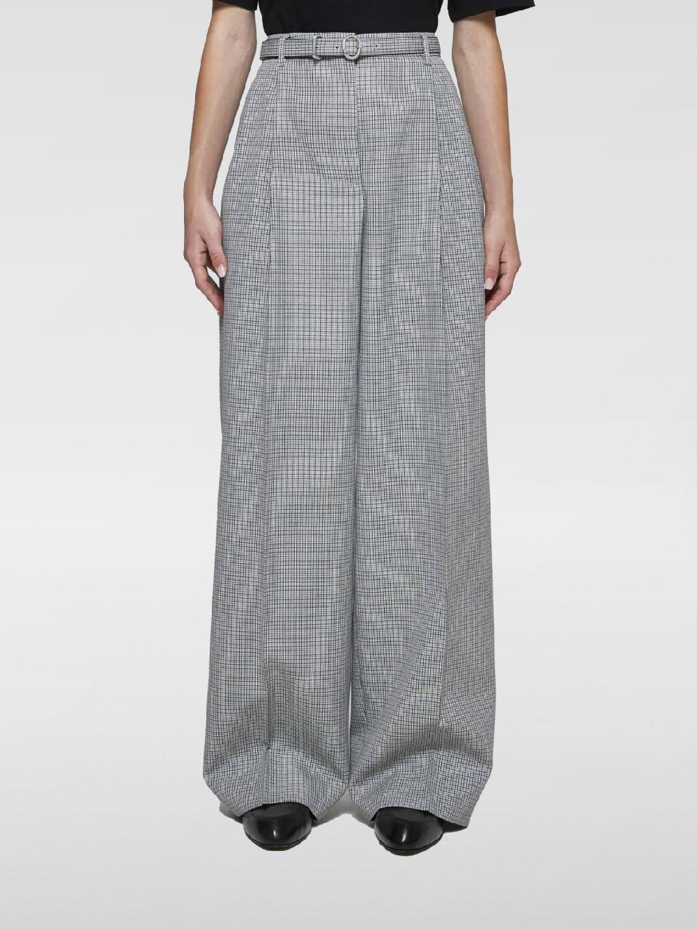Giglio Pantalone Palazzo in lana vergine a quadretti Jil Sander Ultimi tre giorni