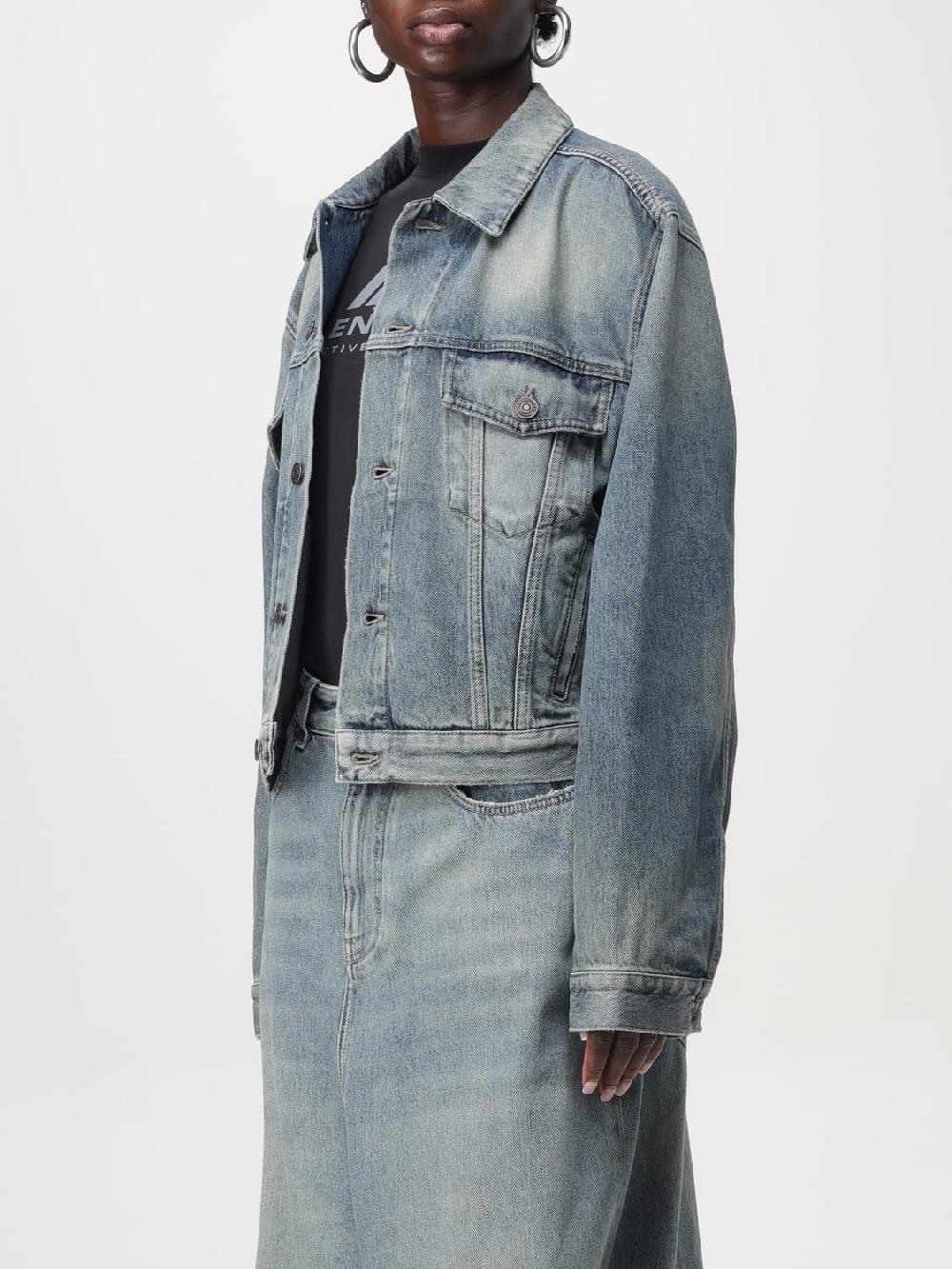 Giglio Giacca di jeans Balenciaga con logo di strass Esporta salva