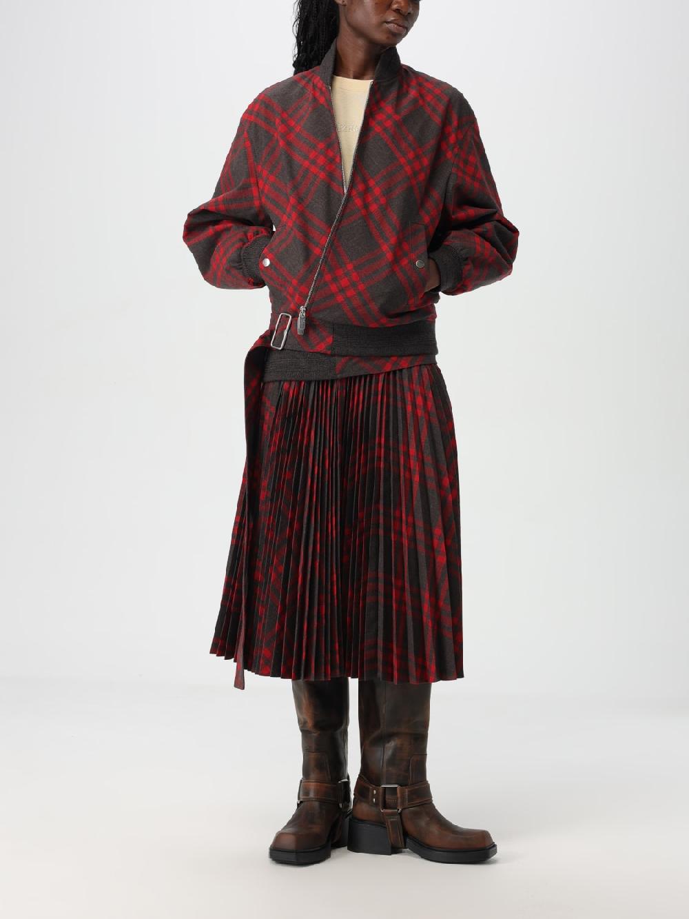 Giglio Bomber Burberry in misto lana check In Saldo