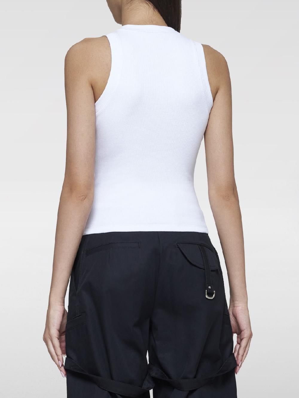 Giglio Top basic in cotone con mini logo Off-White Grandi sconti
