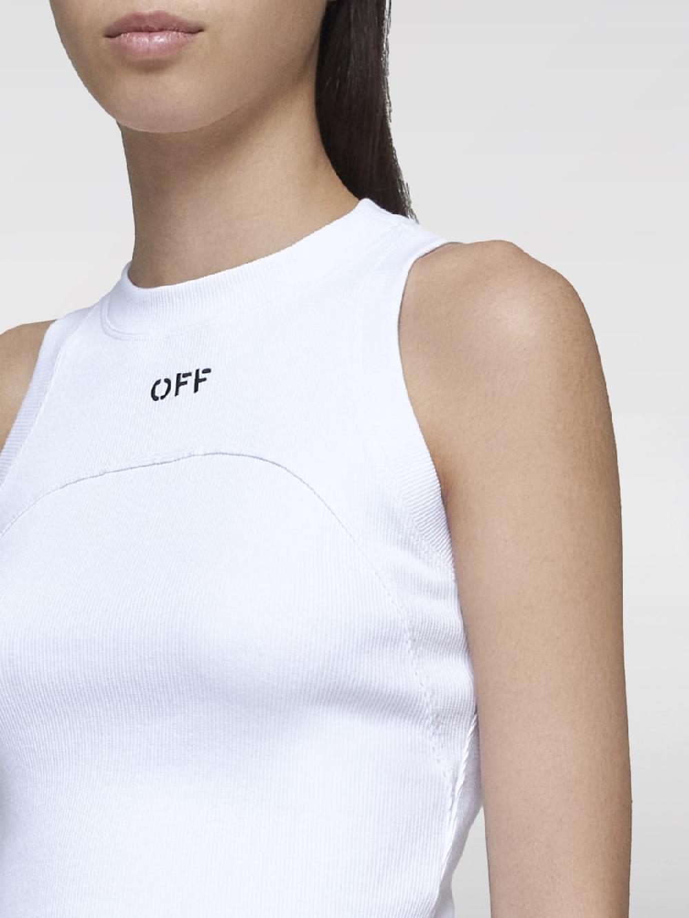 Giglio Top basic in cotone con mini logo Off-White Grandi sconti