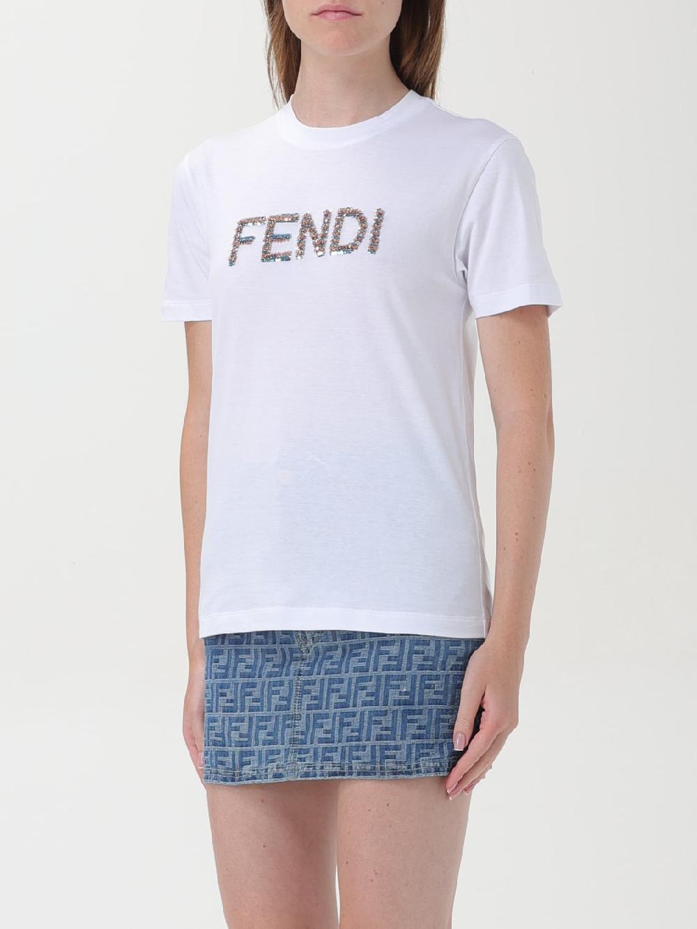 Giglio T-shirt in cotone Fendi Trasporto libero internazionale