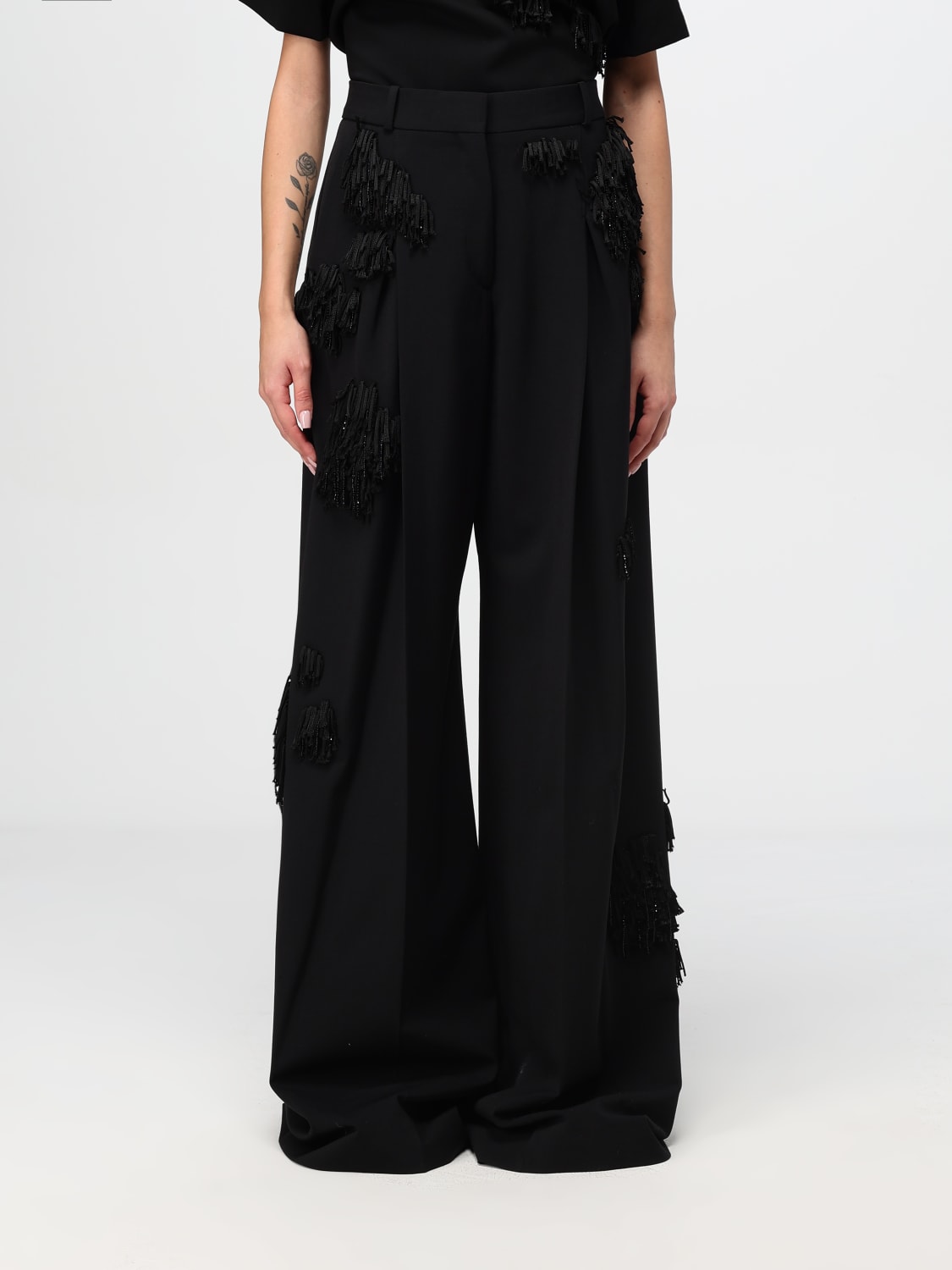 Giglio Pantalone Del Core in misto lana con frange Qualità