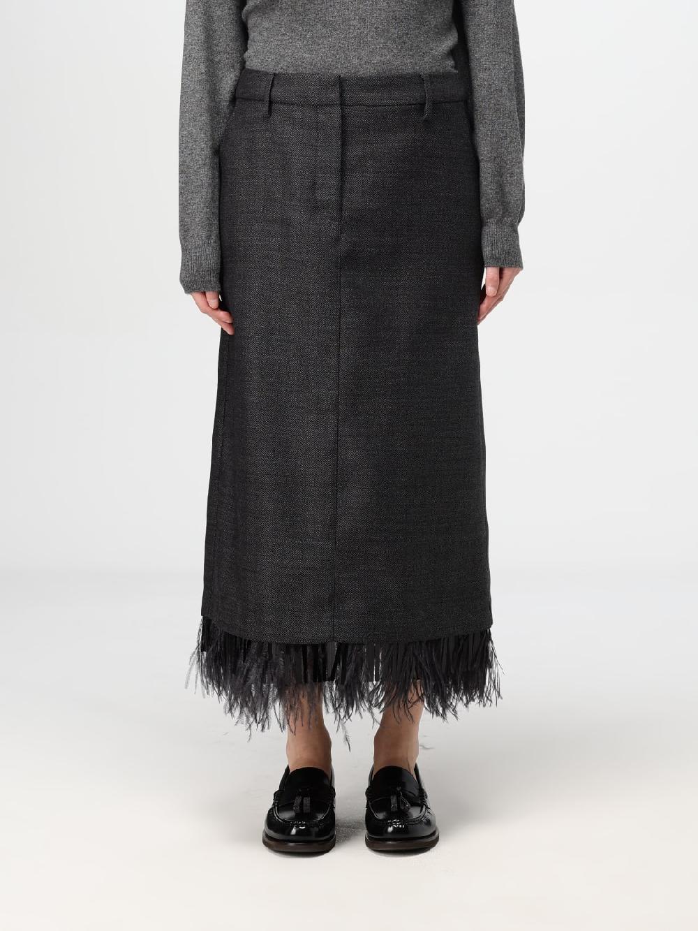 Giglio Gonna midi Brunello Cucinelli in lana con piume Shopping Online