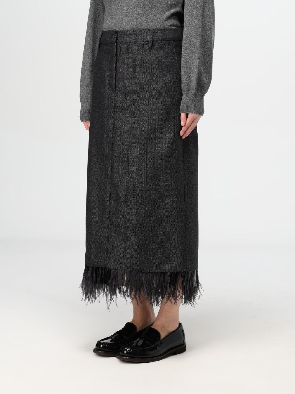 Giglio Gonna midi Brunello Cucinelli in lana con piume Shopping Online